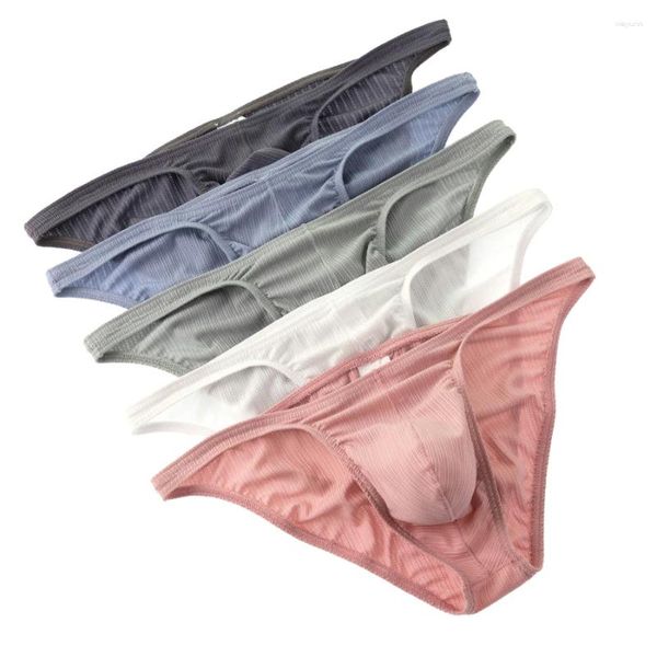 Sous-vêtements 5pcs Sous-vêtements sexy pour hommes Gay Slips Homme Slip Respirant Soyeux Séchage rapide Poche U-convexe Y63