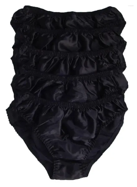 Calzoncillos 5pcs Medina de la cintura Resumen de hombres Silk Sexy ropa interior Ropa Interior Hombre para el regalo M L XL XXL Negro