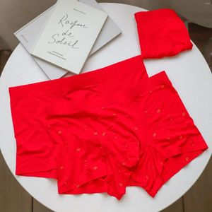 Sous-vêtements 60 fils fils doux viscose boxeurs hommes sous-vêtements adultes sexy rouge anniversaire confortable mâle NS9056