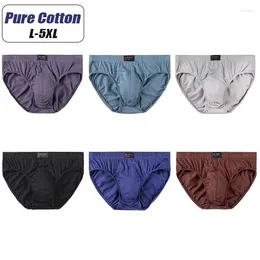 Calzoncillos 6 unids/lote ropa interior de algodón puro para hombres pantalones cortos de triángulo sexy BuLift tela suave transpirable hombres talla grande L-5XL
