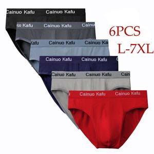 Slip 6pcsLot Hommes Sous-Vêtements Mâle Solide Mémoires pour Brève Culotte Bikini Pantalon Sexy Plus taille M7XL Doux 230420