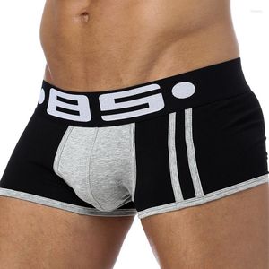 Caleçon 85 marque Sexy hommes sous-vêtements Boxer troncs Gay pénis poche maison vêtements de nuit haute qualité homme court