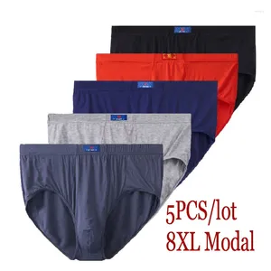 Sous-vêtements 8XL-XL 5pcs Modal Plus Taille Oversize Sous-vêtements pour hommes Slips Hommes Sorts Confort Mâle