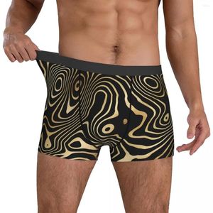 Calzoncillos Resumen Remolinos Ropa interior Negro Oro Líquido Boxeador para hombres Breve Tronco transpirable Trenky Personalizado Tamaño grande