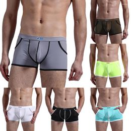 Sous-pants Adisputent Puch sous-vêtements hommes Boxer Shorts Bulge Pockets Ice Silk Boxer Transparent Pagties Summer