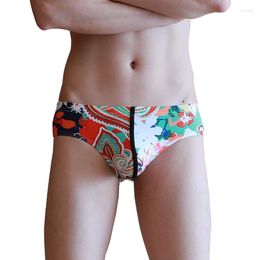 Onderbroek AIIOU Mannen Bikini Ondergoed Slips Print Mode U Bolle Pouch Lage taille Nylon Ijs Zijde Comfortabel Grappig