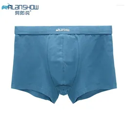 Sous-pants Alanshow Mens sous-vêtements Soft Boxers Boxer Coton Men de coton Sourts solides plus taille confortable 2024