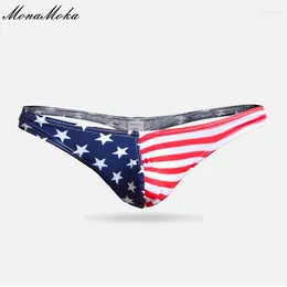 Pantalias estadounidenses Bandera Sexy Men Briefs Bikini Algodón diseñado para hombres gay de la cintura baja