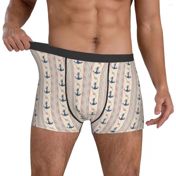 Caleçons Ancre Vector Pattern Sous-vêtements Navigation Style Hommes Shorts Slips Stretch Trunk Douanes Grande Taille