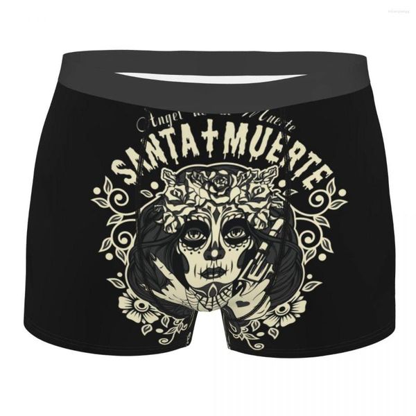 Calzoncillos Angel De La Muerte Santa Ropa interior Hombres Sexy Impresión personalizada Mexican Dead Sugar Skull Boxer Shorts Bragas