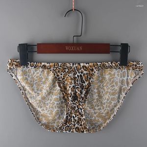 Calzoncillos Llegadas 2024 WOXUAN Marca Calzoncillos de leopardo para hombres Poliéster y spandex Gay Divertido Bulge Bolsa Jockstraps Bragas