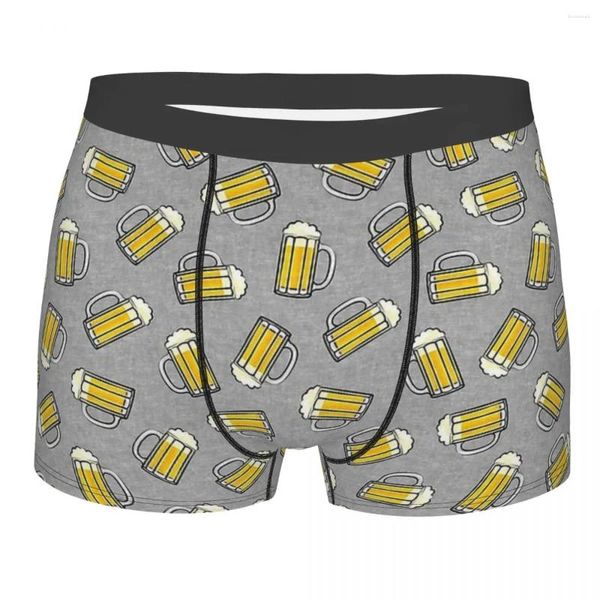 Slip Beer Mug Gris Breathbale Culotte Sous-vêtements masculins Ventiler Shorts Boxer Briefs