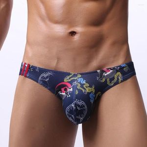 Calzoncillos con bolsa para bulto grande para hombre, bragas convexas en U, Tangas para Hombre, Ropa Interior, ropa interior estampada, lencería, venta al por mayor