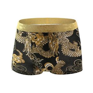 Calzoncillos de gran tamaño L-4XL Boxer hombres ropa interior para hombre algodón Cuecas Masculina hombre dragón impreso boxeadores transpirables Boxershorts2391