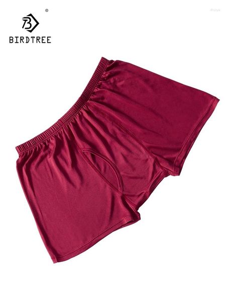 Sous-fonds Birdtree Real Silk Casual Underwear Men Homme Souffant Solid Middle Wistr Traceless Boxer BOSTER 2024 Été P43950QC