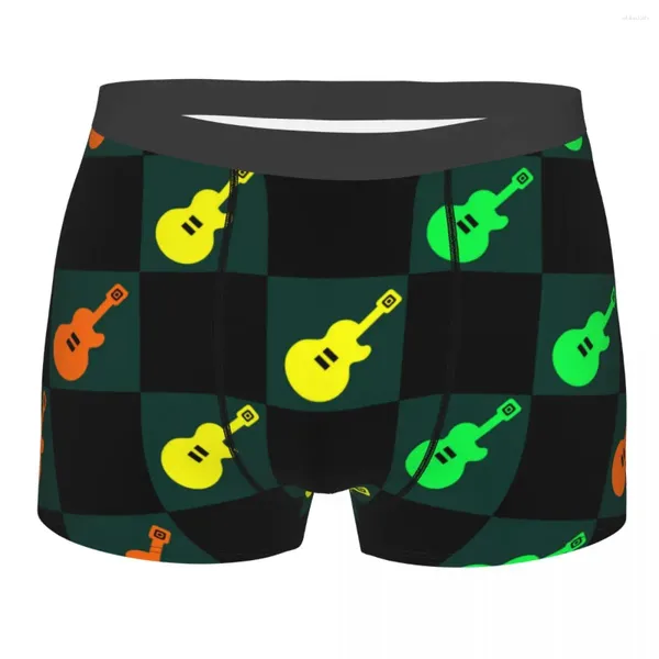 Sous-vêtements noir et vert foncé guitare hommes sous-vêtements colorés Boxer Shorts culotte drôle doux pour Homme grande taille
