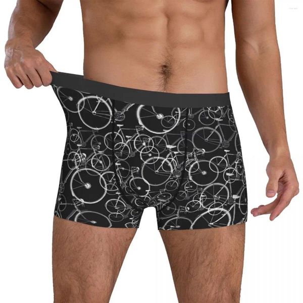 Calzoncillos Bicicletas en blanco y negro Ropa interior Bicicletas Imprimir Boxer masculino Calzoncillos Boxershorts lisos Bragas de talla grande