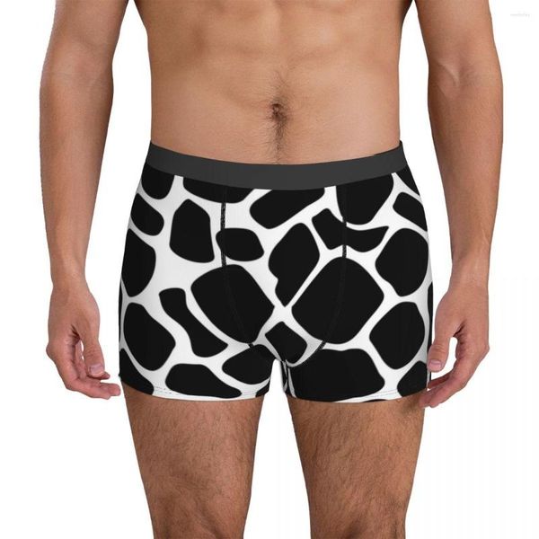 Calzoncillos Ropa interior con estampado de vaca en blanco y negro Patrón de moda Manchas Aduanas Tronco Masculino Bragas Elástico Boxer Breve Regalo de cumpleaños