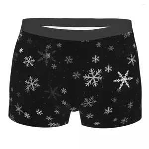 Caleçon motif flocons de neige noir et blanc, culotte joyeux joyeux noël, sous-vêtements pour hommes, short confortable, Boxer