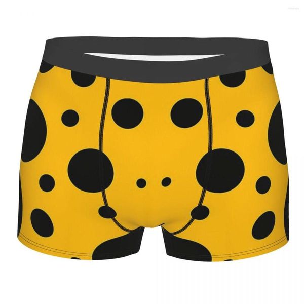 Boxer à pois noirs sur fond jaune pour homme, sous-vêtement très respirant, de haute qualité, idée cadeau