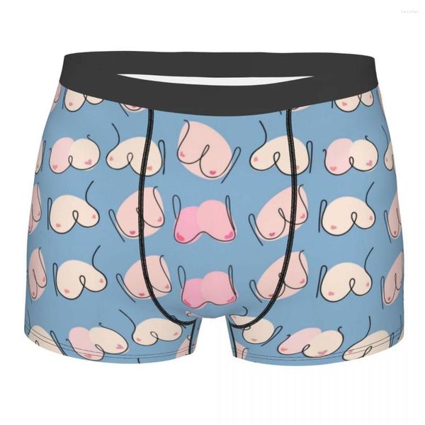 Caleçon Bleu Seins Motif Homme Sous-Vêtements Dessin Animé Boxer Culotte Nouveauté Doux Pour Homme S-XXL