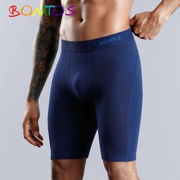 BONITOS hommes Boxer longue jambe Boxer hommes sous-vêtements hommes caleçons Erkek coton naturel Sexy Boxer Shorts haut sous-vêtement de marque doux 24319