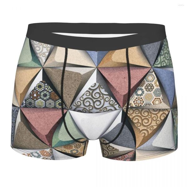 Caleçon Boxer Marbre Mur Décor Shorts Culottes Slips Hommes Sous-Vêtements Bleu 3D Géométrique Art Doux Pour Homme S-XXL