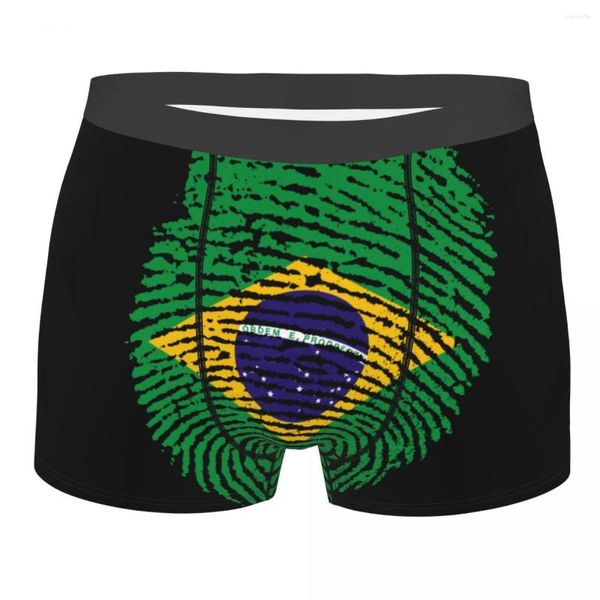 Caleçons Boxer hommes Brésil empreinte digitale hommes culottes shorts respirant hommes sous-vêtements slips boxeurs sexy