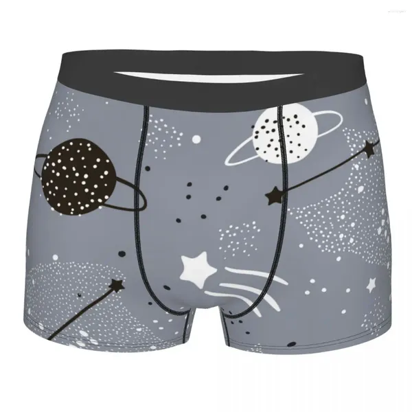 Calzoncillos Boxer para hombre, bragas bonitas con estrellas, constelaciones, planetas, pantalones cortos, ropa interior transpirable para hombre, calzoncillos sexis