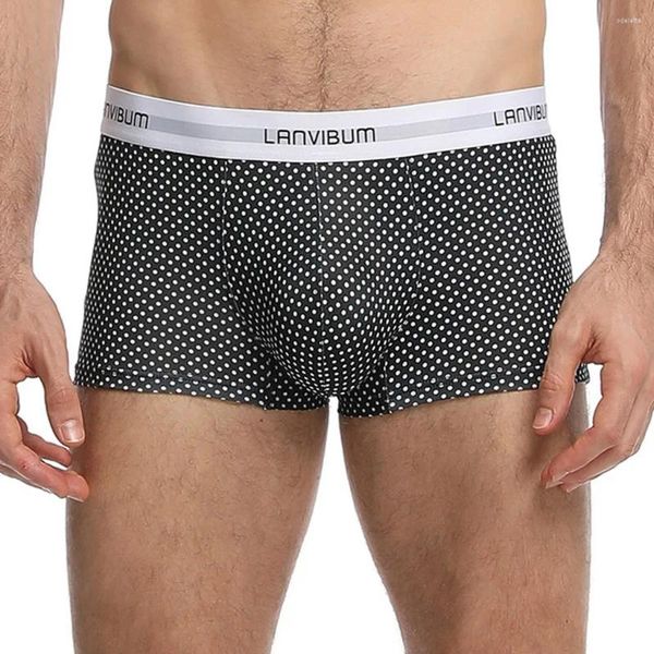 Sous-pants boxer des sous-vêtements masculins Mid-Waist respirant sexy gay homoseur collant à point imprime