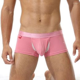 Cuecas Boxer Men Short Algodão Boxer Respirável Macio Cor Sólida Conforto Cueca Cueca U Convexo Bolsa Shorts Masculino