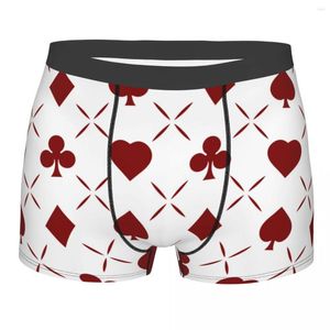 Caleçon Boxer Hommes Shorts Sous-Vêtements Homme Rouge Poker Coeurs Clubs Pique Et Diamants Caleçon Culotte Homme Sexy