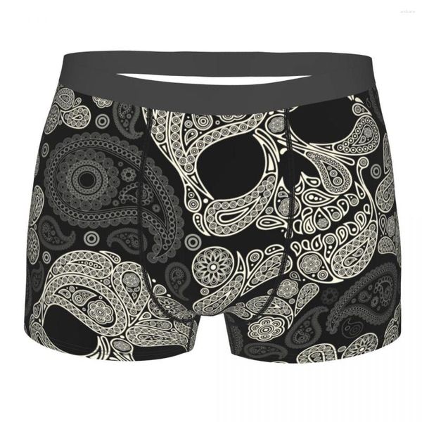 Caleçon Boxer Hommes Shorts Sous-Vêtements Homme Crâne Et Paisley Boxershorts Culotte Homme Sexy