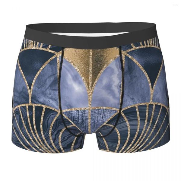 Calzoncillos Boxer Shorts Art Deco Rose Gold Blue Bragas Hombres Ropa interior cómoda para hombre Hombre Novio Regalos