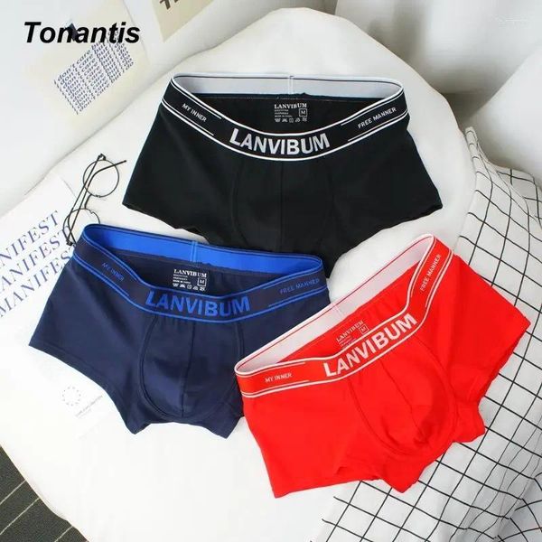 Caleçons Boxer Shorts pour hommes 1/3 pièces sous-vêtements en coton Sexy à la mode adulte taille moyenne respirant homme coréen Boxershorts M-XXXL