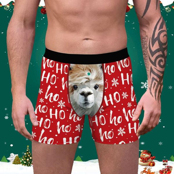 Caleçons Boxers Briefs Pack Men's Christmas Print Slim Respirant Sports Underwear Long Flat Pants Mens Jock Thongs UnderwearUnderpant