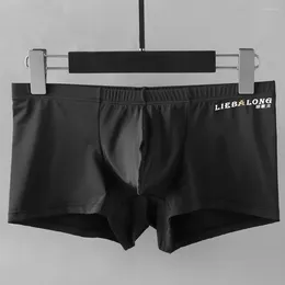 Caleçons Boxershorts Hommes Slips en Soie Glacée Taille Basse Sous-vêtements Sexy Respirant Transparent