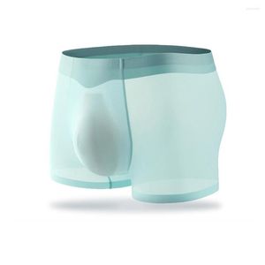 Onderbroek Boxershorts Sexy Men Ice Silk Bikini Bottom Boxer Briefs Zak ondergoed Shorts Trunks slipjes Calzoncillos Hombre