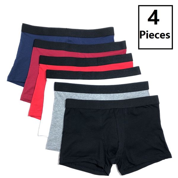 Calzoncillos Bóxer de marca para hombre, ropa interior de algodón para hombre, pantalones cortos flexibles sólidos transpirables grandes y coloridos, Color puro