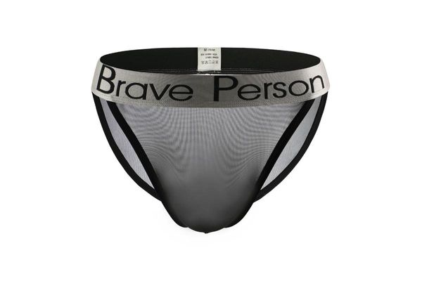 Caleçon marque BRAVE PERSON Sexy Transparent hommes slips maille gaze respirant hommes sous-vêtements taille basse culotte pour homme sous-vêtement