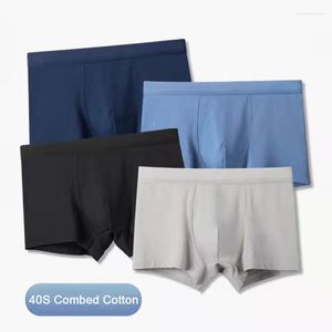 Caleçon marque hommes sous-vêtements pur coton hommes Boxer Shorts doux Sexy culotte couleur unie mâle Boyshorts élastique grande taille