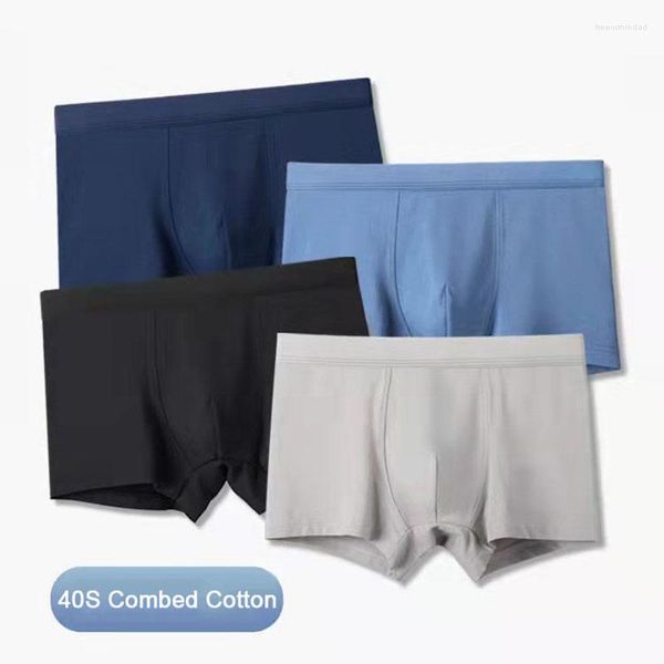 Calzoncillos de marca para hombre, ropa interior de algodón puro para hombre, calzoncillos Boxer suaves, bragas sexys de Color sólido, pantalones cortos elásticos de gran tamaño