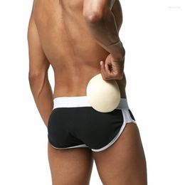Slip marque hommes sous-vêtements slips Sexy Gay Underwer Shorts poche de pénis renflement améliorant l'avant arrière Double amovible Push Up Cup