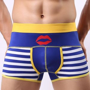 Onderbroek merk mannen ondergoed sexy katoenen boksers shorts man gestreepte lage taille u convex zakje ademende calzoncillo cueca s-l