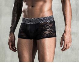 Mutande Brand New Sexy Lingerie di pizzo Boxer Mens Boxer Intimo Gay Erotic Trasparente Hombre Mutandine maschili J230713