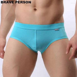 Sous-pants Brave Person Soft Nylon Underwear Men Boxers Shorts Mesh Breffable Elastic Sexy Brand Vêtements Male Potte