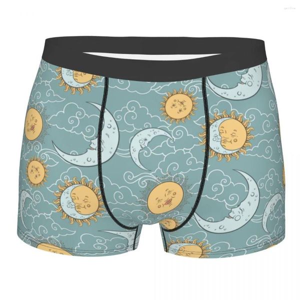 Caleçon Respirant Boxer Hommes Sous-Vêtements Doux Bébé Corps Célestes Lune Soleil Étoiles Et Nuages Hommes Boxers Homme Breif