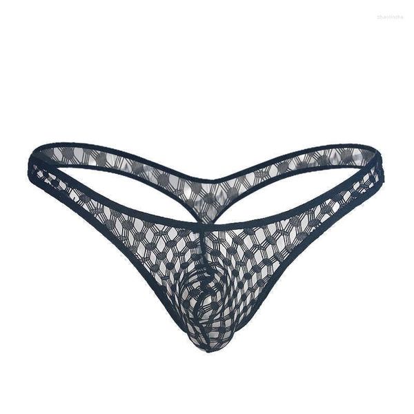 Slip Respirant Mini Bikini Strings Sexy Hommes Grille Sous-Vêtements Lingerie Homme Cueca Fétiche Gay Slip Transparent Tanga Jockstrap Culotte