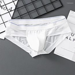 Sous-pants Briefes Men Ultra-Thin Ice Silk Underwear Translucent U Convex Pouche Bikini Slip Homme Lingerie Young Gay Cuecas