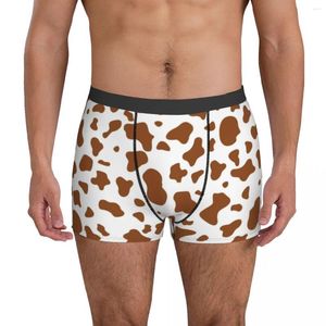 Caleçons Brown Cow Print Pattern Sous-vêtements Esthétique Mooo Graphic Animal 3D Pochette Trenky Trunk Impression Boxer Brief Funny Men Culottes